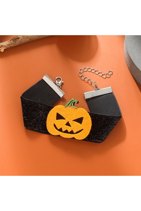 1 Pcs Halloween Choker Bracelet Pumpkin Bracelet for Women Bat Bracelet Halloween Black Bracelet for Halloween