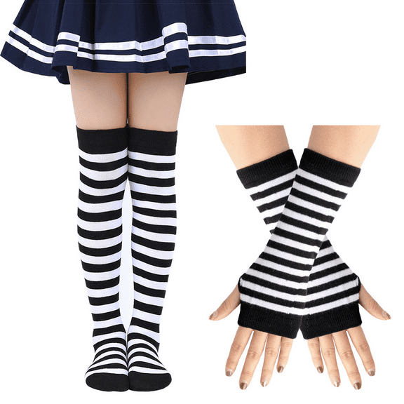 Monebena 1 Set Kids Soccer Socks and Gloves Suits Child Knee High Tube Socks Toddler Girls Uniform Socks Cotton Sport Stocking for Boys M01
