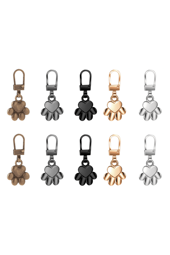 10 Pcs Zipper Pulls Dog Paw Zipper Zipper Pull Replacement Dog Footprint Keychain Zipper Tab Replacement Zipper Pull for Jewellery Making Purse Craftings
