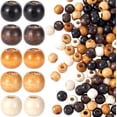 thumbnail image 1 of Monebena 100pcs Large Hole Wooden Beads for Crafts, Vintage Round Natural Wood Hair Bead, 5 Colors 9X10mm Wooden Loose Spacer Beads for Macrame Necklace Bracelet Hair DIY Craft Handmade Decor M01, 1 of 7