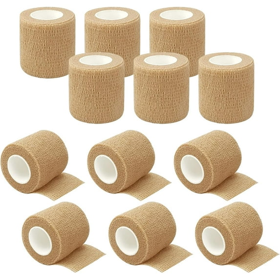 Monebena 12 Rolls Athletic Pre Wrap Tape,2 Inch x 5 Yards Self Adhesive Bandage Wrap Cohesive Wrap Bandages for Athletic Baseball Wrist Tape,Sports,Pets,Wrist,Ankle,Hands Knees