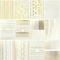 thumbnail image 1 of Monebena 12 Sheets Gold Nail Stickers Gold Line Nail Decals 3D Self Adhesive Metal Geometric Stripe Wave Nail Sticker Gold Nail Art Designs Nail Art Supplies for Women Manicure Decorations, 1 of 9