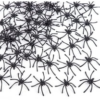 Monebena 120 Pieces Halloween Realistic Plastic Spiders Black Small Spider Toys Fake Spiders Prank Props for Halloween Home and Party Decorations M01