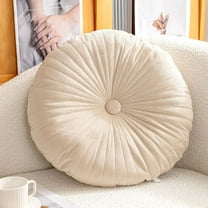 Monebena 18 Inch Velvet Round Throw Pillow Pleated Meditation Floor Pillow Cushion Decoration Large Pillows Seating for Couch Chair Yoga Living Room M01