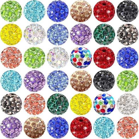 Monebena 180PCS 10mm Clay Rhinestone Beads for Jewelry Making Clay Disco Ball Beads Sparkly Diamond Crystal Beads for Bracelet Necklace Earring Making (Multicolor) M01