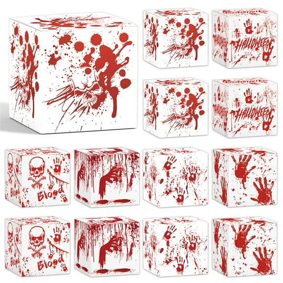 Monebena 18Pcs  Halloween Treat Boxes  for Trick or Treat Candy Cookie Container Cardboard Foldable Party Favor Spooky Decor Props