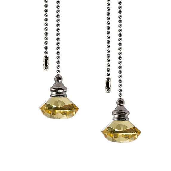 Monebena 2 Pcs Decorative Crystal Pull Chain, 12-inch Pull Chain, Crystal Glass Ceiling Fan Pull Chain, Fan String Pulls Pendant Extension Ornaments, Light Pull Chain Extension(Crystal Diamond)