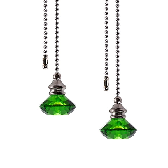 Monebena 2 Pcs Decorative Crystal Pull Chain, 12-inch Pull Chain, Crystal Glass Ceiling Fan Pull Chain, Fan String Pulls Pendant Extension Ornaments, Light Pull Chain Extension(Crystal Diamond)