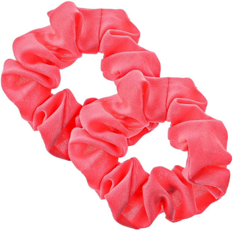 Monebena 2 Pcs Pink Scrunchie 80s Neon Scrunchies Solid Neon  display picture 1