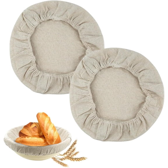 Monebena 2 Pcs Round Bread Proofing Basket Cloth Liner Banneton Basket Liner Baking Dough Basket Cover Liner Oval Linen Sourdough Proofing Banneton Cloth 10 Inch Natural Rattan Liner Cloth