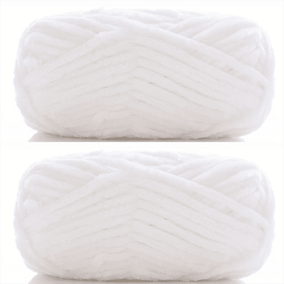 Monebena 2 Pcs Velvet Yarn Chenille Yarn for Crocheting and Knitting Soft Chenille Bulky Baby Blanket Yarn DIY Weaving Craft 100g / 80m Each M01