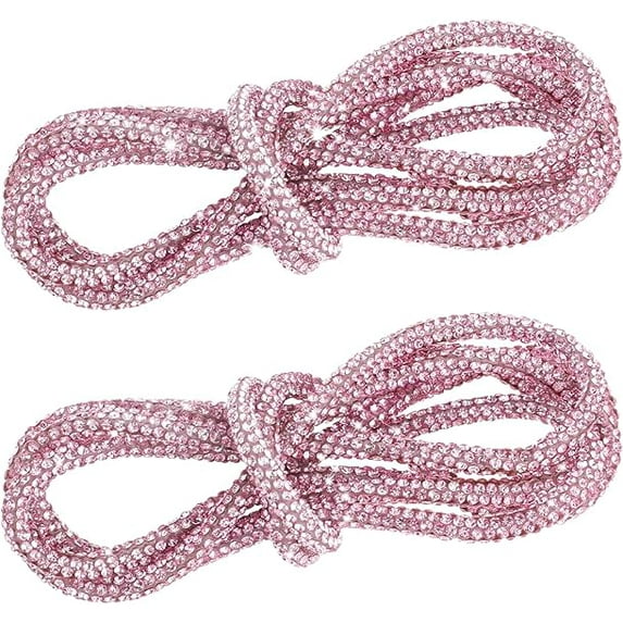 Monebena 2 Pieces Glitter Shoe Laces, Bling Rope Shoe Laces Rhinestone Shoe Laces Hoodie String Replacement Shiny Crystal Drawstring Shoe Laces Charms for Sneakers Sweatpants Shoes Bags Accessories