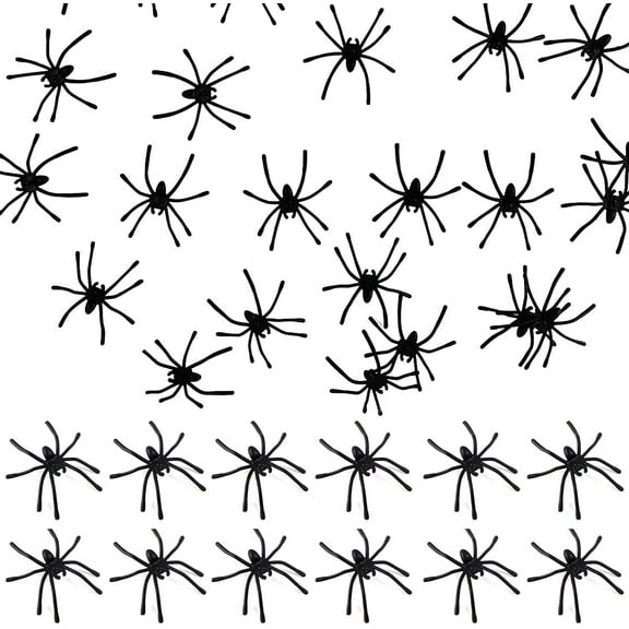 Monebena 200PCS Halloween Realistic Plastic Spiders Black Small Spider Toys Fake Spiders Prank Props for Halloween Home and Party Decorations (Black) M01