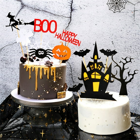 Monebena 22 PCS Halloween Cake Topper Cupcake topper Haunted House Cake Topper Halloween Cake Decoration Ghost Cake Decoration Pumpkin Cupcake Decoration for Wizard Party Ghost Party M01