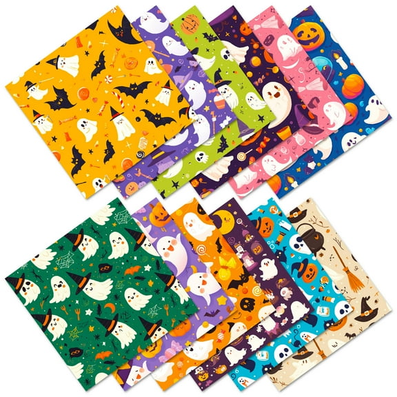 Monebena 24 Pcs Halloween Pattern Paper Scrapbook Premium Specialty Paper Craft Paper Folded Flat for DIY Background Card Making Scrapbook Photo Album Decor 6"x 6" M01