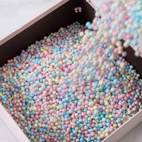 Monebena 25G Rainbow Foam Balls Beads Decorative Styrofoam Balls Gift Box Filler DIY Arts Crafts for Christmas New Year Wedding Party Decoration M01