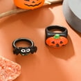 thumbnail image 1 of Monebena 2Pcs Bat Pumpkin Rings Fashion Plastic Rings Finger Accessories for Birthday Halloween Christmas Jewelry Gift, 1 of 4
