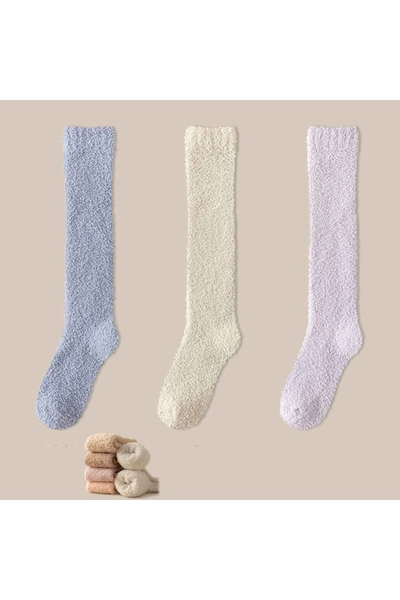 3 Pairs Womens Fuzzy Socks Thicken Coral Velvet Winter Warm Slipper Floor Socks Cozy Soft Socks Fluffy Cute Christmas Stocking M01