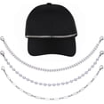 thumbnail image 1 of Monebena 3 Pcs Trucket Hat Chains Bill Decoration Trucket Hat Charms DIY Pearl/Turquoise/Metal Chains for Mesh Baseball Cap Accessories Chain for Party Supplies, 1 of 6