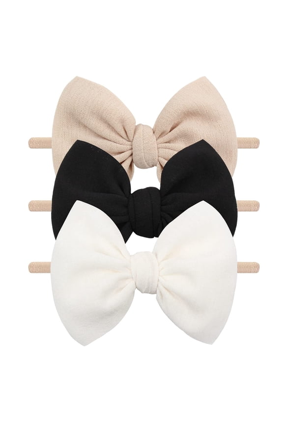 3Pcs Baby Girls Nylon Headbands Newborn Bows Handmade Hair Bows Hairbands Hair Accessories for Newborn Infant Toddlers Kids