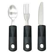 Monebena 3Pcs Utensils Adaptive Silverwarespoon Weighted Eating Fork Cutlery Disabled Adapted Feeding Travelspoons Tremors Parkinsons
