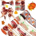 thumbnail image 1 of Monebena 4 Rolls Fall Pumpkin Craft Ribbons for Wreath Bows, 2.5"×5 Yards Thanksgiving Wired Edge Ribbons Orange Burlap Ribbon Autumn Leaves Wired Ribbons for Crafting Sewing DIY Crafts Supplies M01, 1 of 9