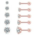 thumbnail image 1 of Monebena 5 Pairs Flat Back Earrings for Women Multipack, Cartilage Earring, Nickel Free Hypoallergenic Earrings, Cubic Zirconia Earrings Studs(3mm-7mm), 1 of 10