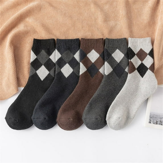 Monebena 5 Pairs Men Socks Super Thick Thermal Hiking Winter Warm Boot Heavy Soft Cozy Socks Colorful Novelty Socks for Men & Women M01