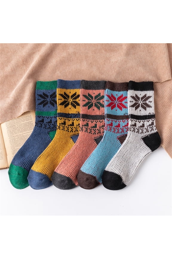5 Pairs Men Socks Super Thick Thermal Hiking Winter Warm Boot Heavy Soft Cozy Socks Colorful Novelty Socks for Men & Women M01