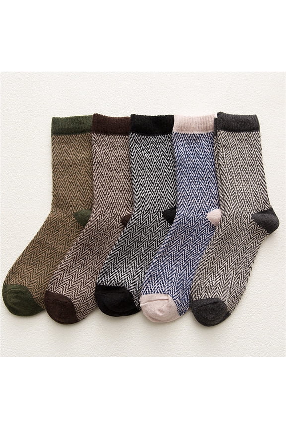 5 Pairs Men Socks Super Thick Thermal Hiking Winter Warm Boot Heavy Soft Cozy Socks Colorful Novelty Socks for Men & Women M01