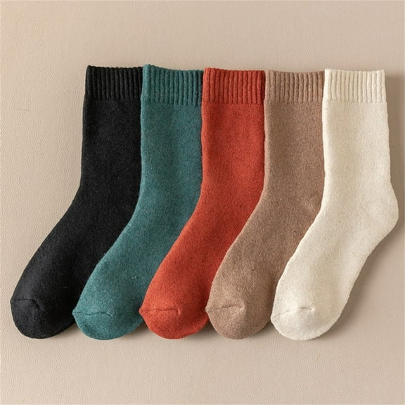 Monebena 5 Pairs Men Socks Super Thick Thermal Hiking Winter Warm Boot Heavy Soft Cozy Socks for Men & Women M01