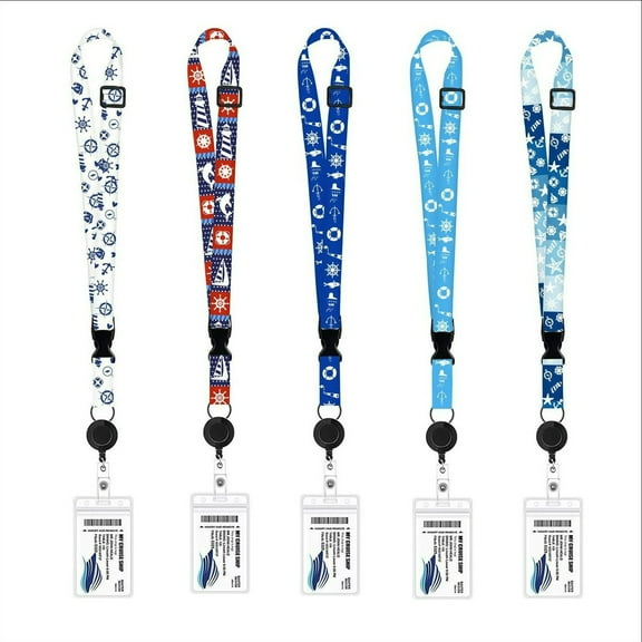 Monebena 5 pcak Cruise Lanyards, Waterproof Cruise Lanyard with ID Badge Reel Holder & Detachable Buckle for Cruises Ships Key Cards, Cruise Essentials & Must Have Accessories (5 Colors)