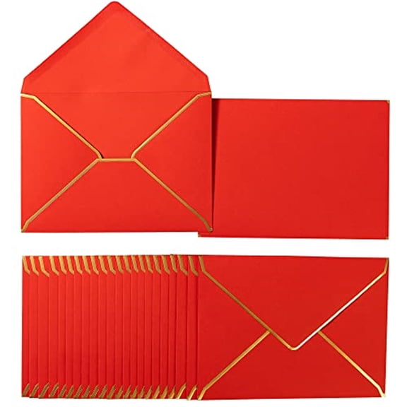 Monebena 50 Pack Envelopes Card with Gold Border for Office, Wedding Gift Cards, Invitations, Graduation, Baby Shower, Parties