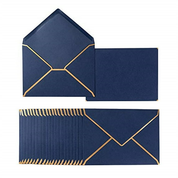 Monebena 50 Pack Envelopes Card with Gold Border for Office, Wedding Gift Cards, Invitations, Graduation, Baby Shower, Parties