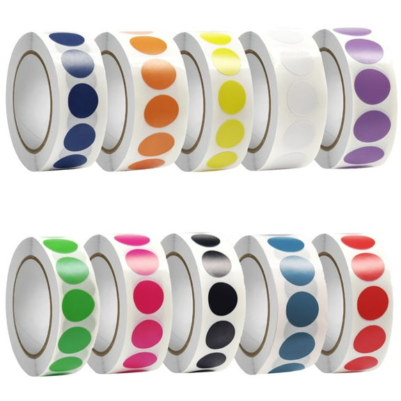 Monebena 5000 PCS 3/4" Colored Dot Stickers Circle Color Coding Labels, 8 Color Style Colorful Coding Label Sticker for Office, Student Classroom(10 Rolls, 3/4 Inches)