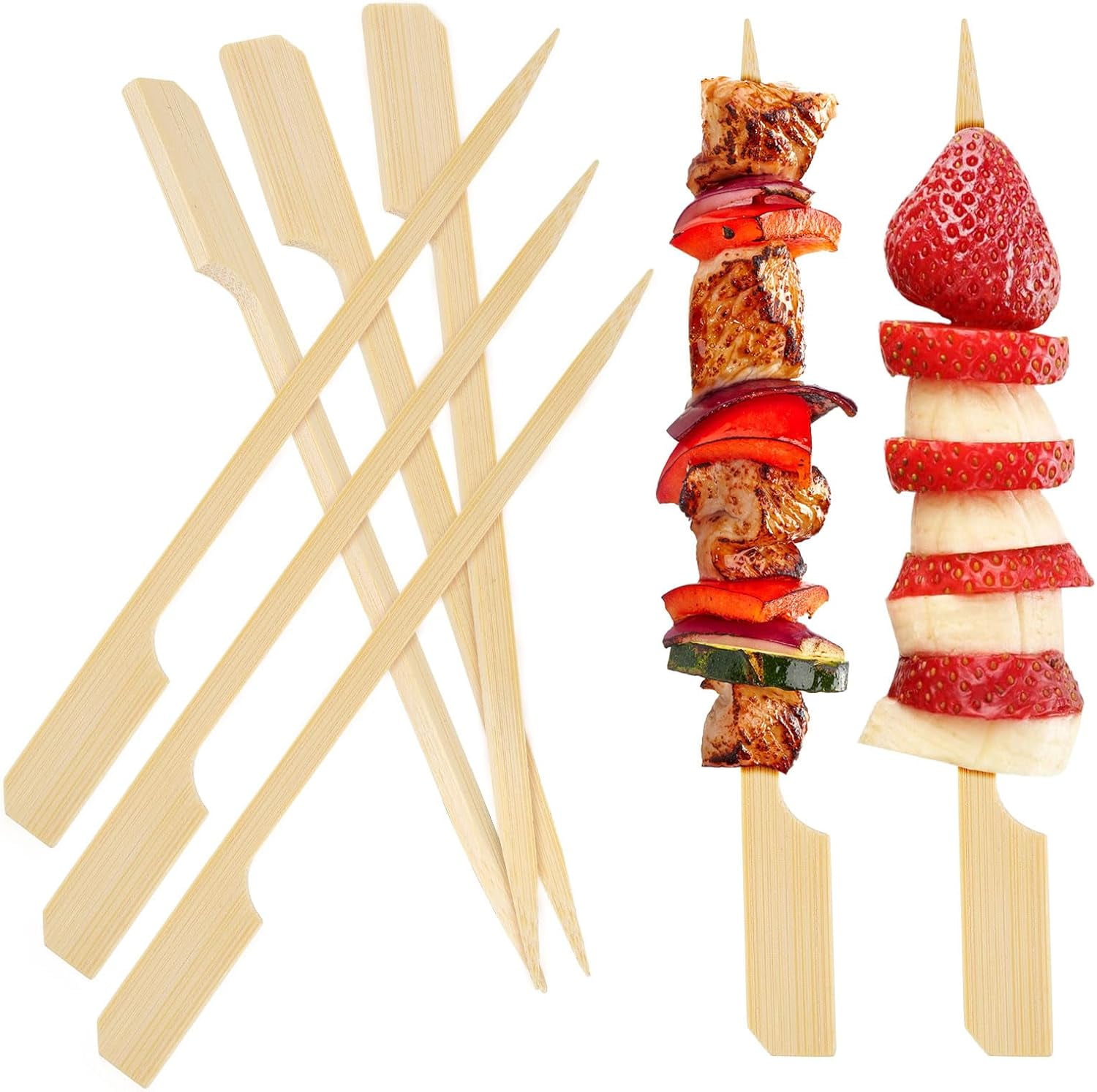 LIDOUK 25 C/10 Inches Baboo Skewers Natural Wooden Skewers Sticks For BBQ, Cocktail, Shish