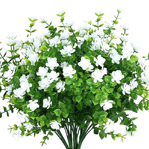 Monebena 6 PCS Outdoor Faux Plants UV Resistant Faux Bushes Plastic Artificial Flowers Fake Outdoor Plants for Home Garden Decor M01
