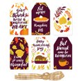 thumbnail image 1 of Monebena 60 Pcs Happy Thanksgiving Day Gift Paper Tags Fall Gift Tags Autumn Pumpkin Label Tags Thankful Give Thanks Favor Tags Maple Leaves Holiday Sticker Tag with Rope for Wrapping Decor M01, 1 of 6