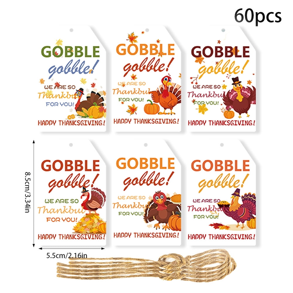 Monebena 60 Pcs Thanksgiving Autumn Gift Tags Happy Thanksgiving Day ...