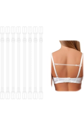 8pcs Clear Bra Strap Holders for Slipping Bra Strap Clips for Racerback Non-Slip Clear Bra Straps Adjustable for Back Clear Strap Bra