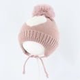 thumbnail image 1 of Monebena Baby Girls Beanie with Pom Earflap Fleece Lined Winter Hat Knit Toddler Infant Hats M01, 1 of 7
