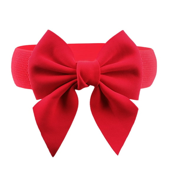 Monebena Bow Belt for Women Dresses Bowknot Wide Elastic Belt Vintage Stretchy Cinch Belt for Party Dress Accessory 60-65cm M01