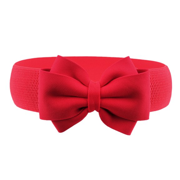 Monebena Bow Belt for Women Dresses Bowknot Wide Elastic Belt Vintage Stretchy Cinch Belt for Party Dress Accessory 60-65cm M01