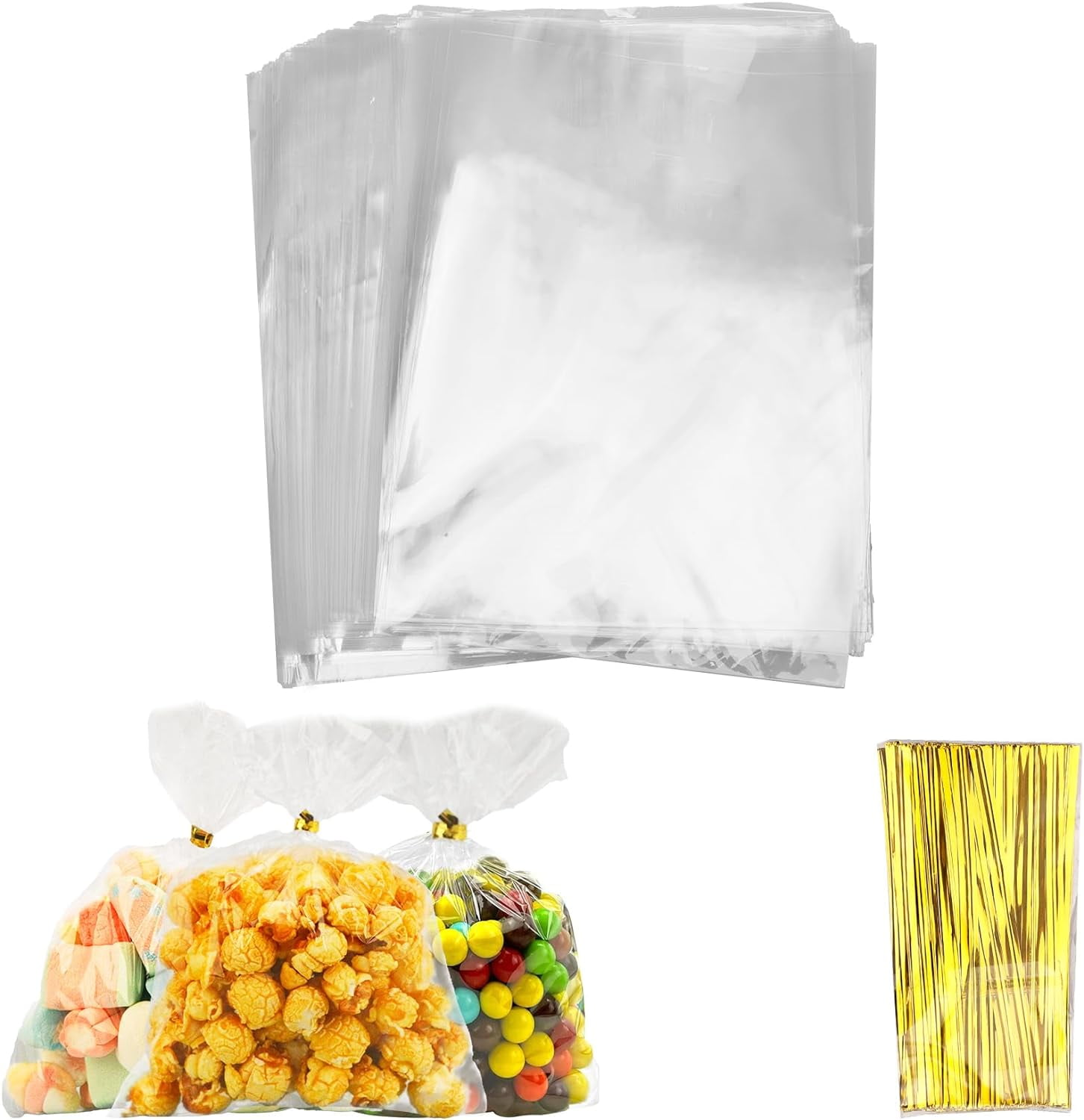 Monebena Cellophane Bags 100 Pcs Cellophane Treat Bags 6x8 Inch Cookie ...