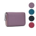 thumbnail image 1 of Monebena Credit Card Holder RFID Blocking 12 Card Slots Leather Mini Credit Card Wallet Purse with Zipper-Purple, 1 of 8