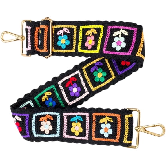 Monebena Crochet Flower Purse Strap Replacement Crossbody Bag Handbag 2" Wide Adjustable (Cartoon Flower Back)