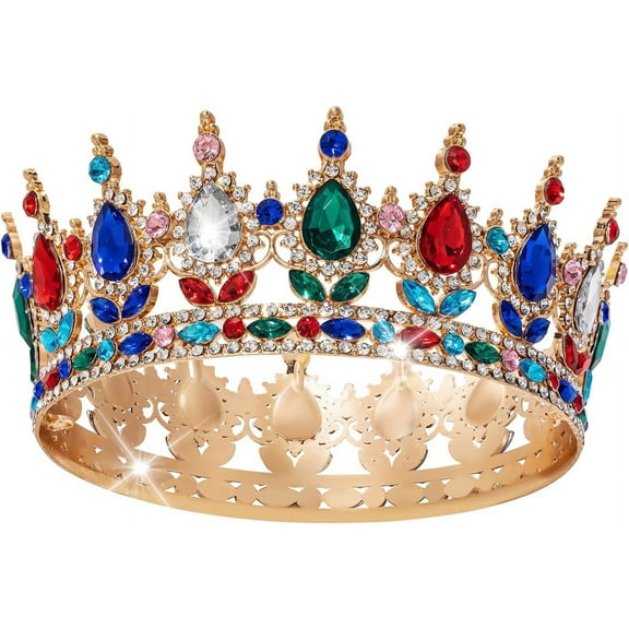 Monebena Crown for Women, KC Gold Rhinestone Queen Crown, Elegant Tiara for Bridal, Birthday & Costume Events, Crystal Princess Hair Accessories