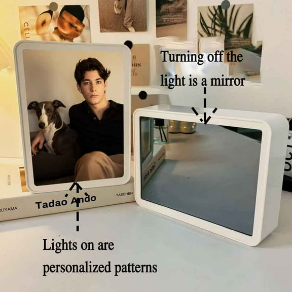 Monebena Custom Mirror Personalized Photo Lights Off is A Mirror Lights On is A Glowing Picture LED Light Mirror Unique Creative Gifts for Lover Friends