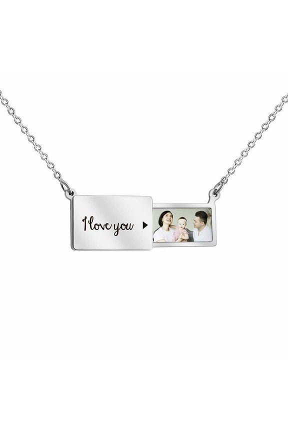 Custom Picture Necklace Personalized Customized Photo Pendant Necklace Customized Engraved Message Name Date Phrase Gift for for Mother Grandmother Wife