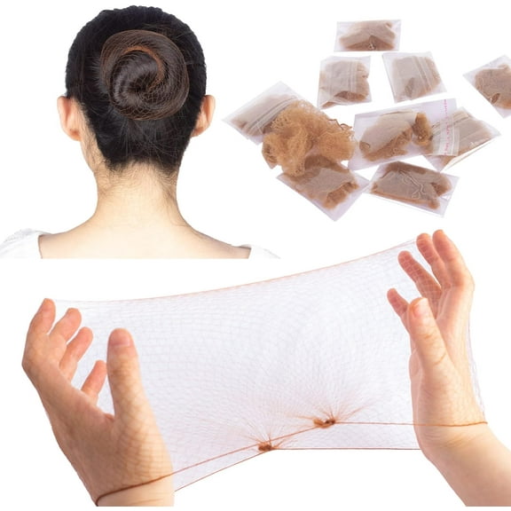 Monebena Hair Net Invisible Elastic Edge Mesh Hair Nets for Women Food Service Ballet Bun Sleeping Individual Packing 20”